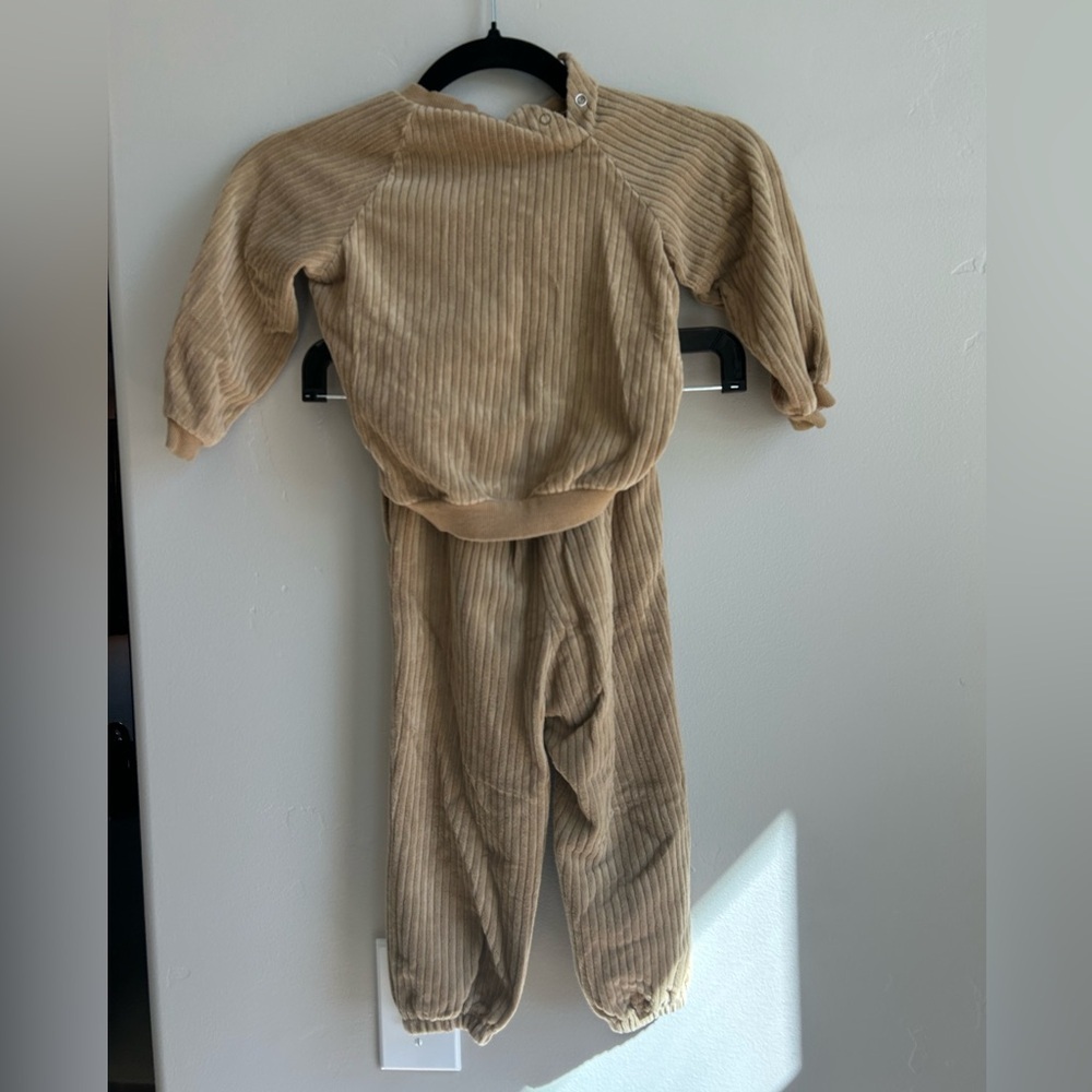 H&M Tan Ribbed Sweatset 2T Scandi Neutral Minimalist Streetwear Y2K Cozy